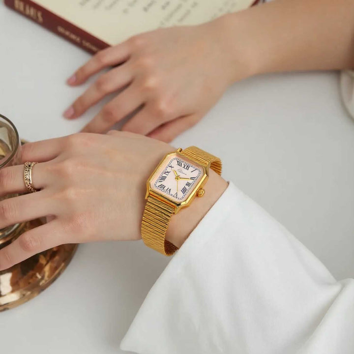 Blingbag Gold-Plated Roman Grace Square Watch