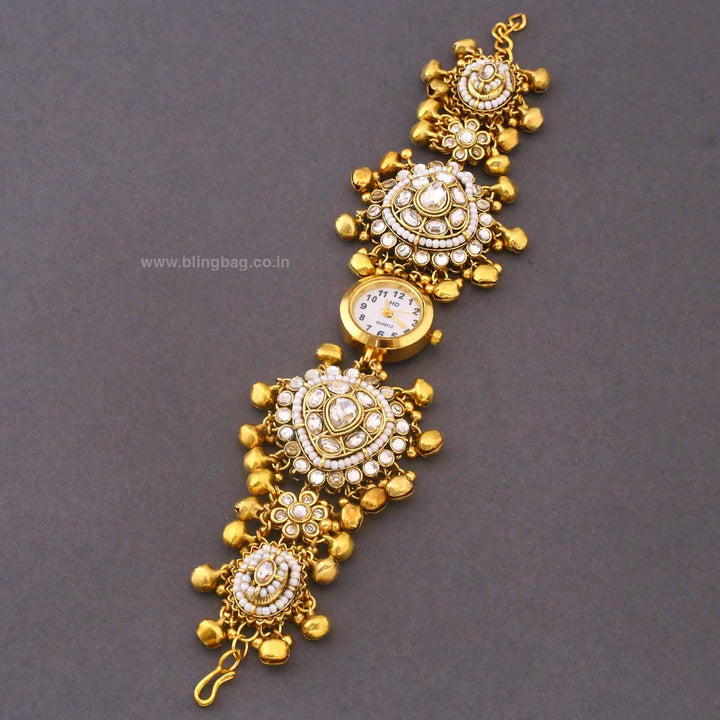 BlingBag Golden Kanisha Kundan Watch
