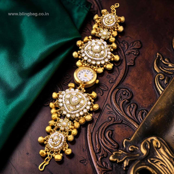 BlingBag Golden Kanisha Kundan Watch