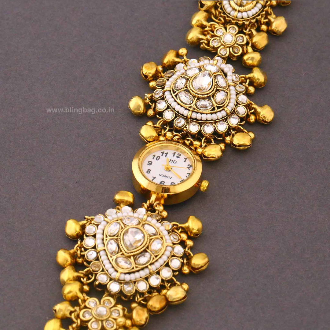 BlingBag Golden Kanisha Kundan Watch