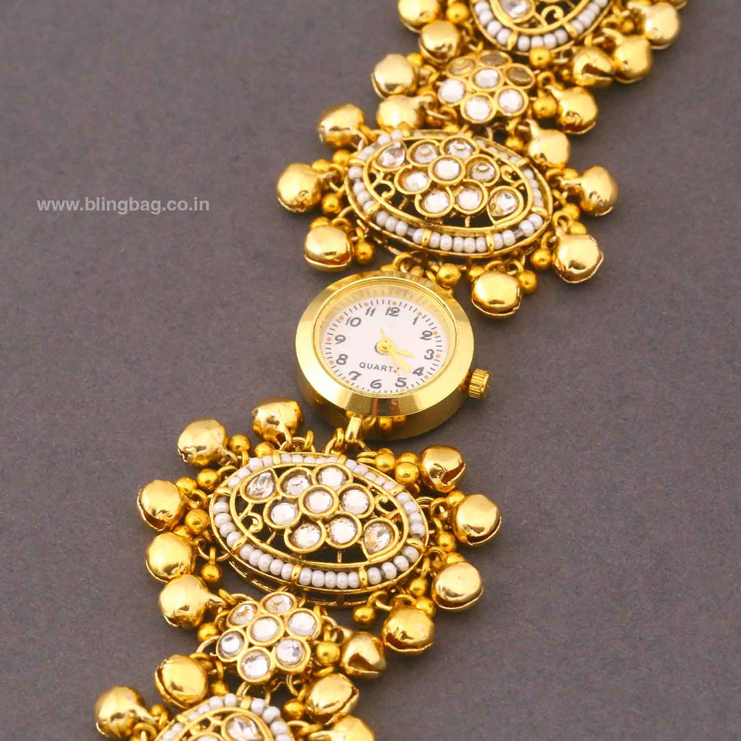 BlingBag Golden Kaursha Kundan Watch