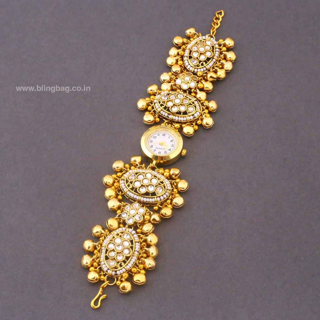 BlingBag Golden Kaursha Kundan Watch