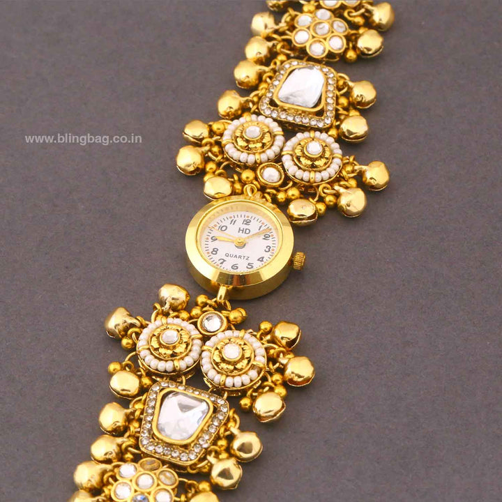 BlingBag Golden Kauyash Kundan Watch