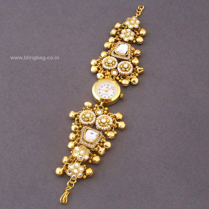 BlingBag Golden Kauyash Kundan Watch