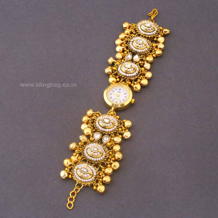 BlingBag Golden Paayae Kundan Watch