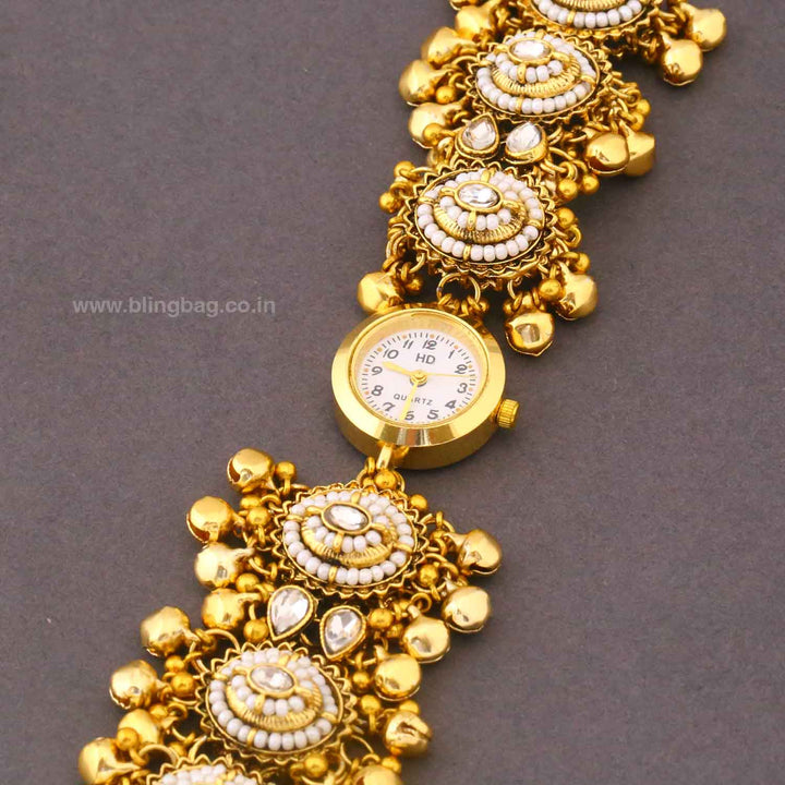 BlingBag Golden Paayae Kundan Watch