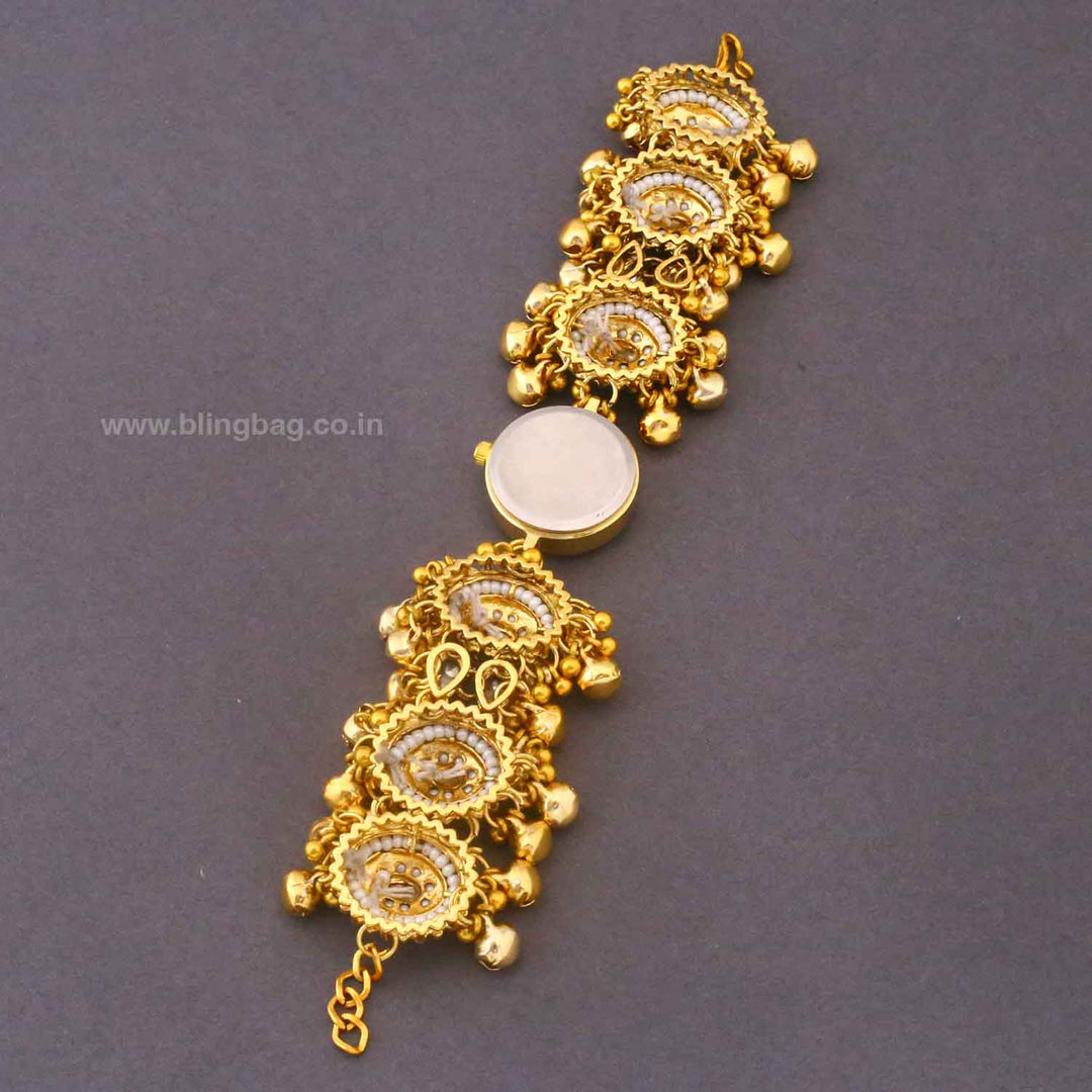 BlingBag Golden Paayae Kundan Watch