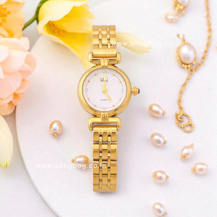 Blingbag Golden Pratyusha Casual Watch