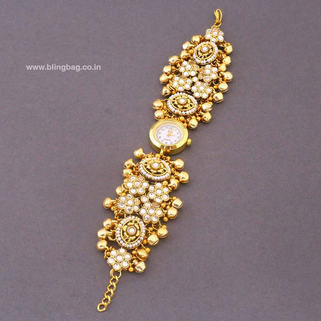 BlingBag Golden Tarisaa Kundan Watch