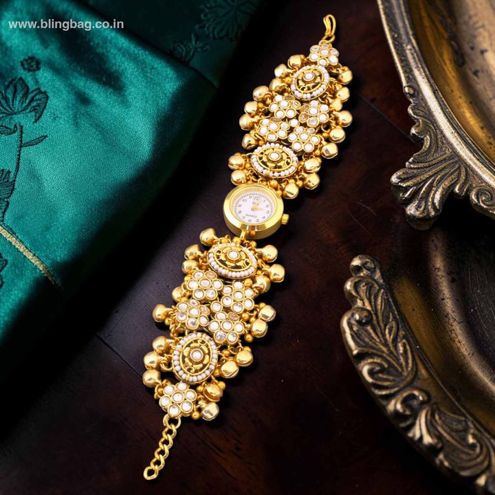 BlingBag Golden Tarisaa Kundan Watch