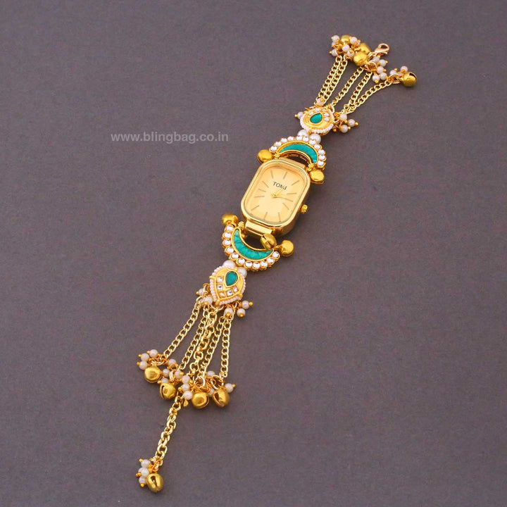 BlingBag Navrani Golden Dial Kashmiri Watch