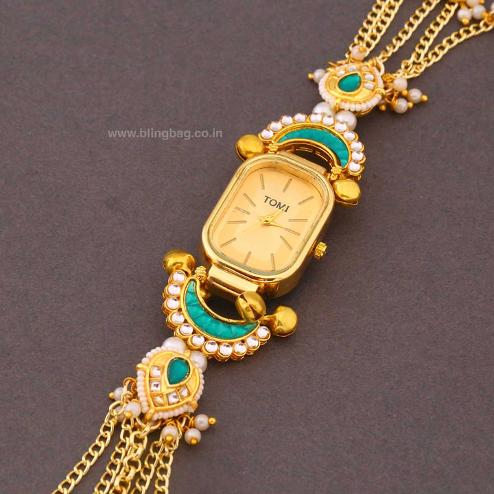 BlingBag Navrani Golden Dial Kashmiri Watch
