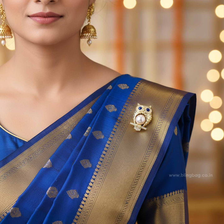 Blue Eye Owl Brooch