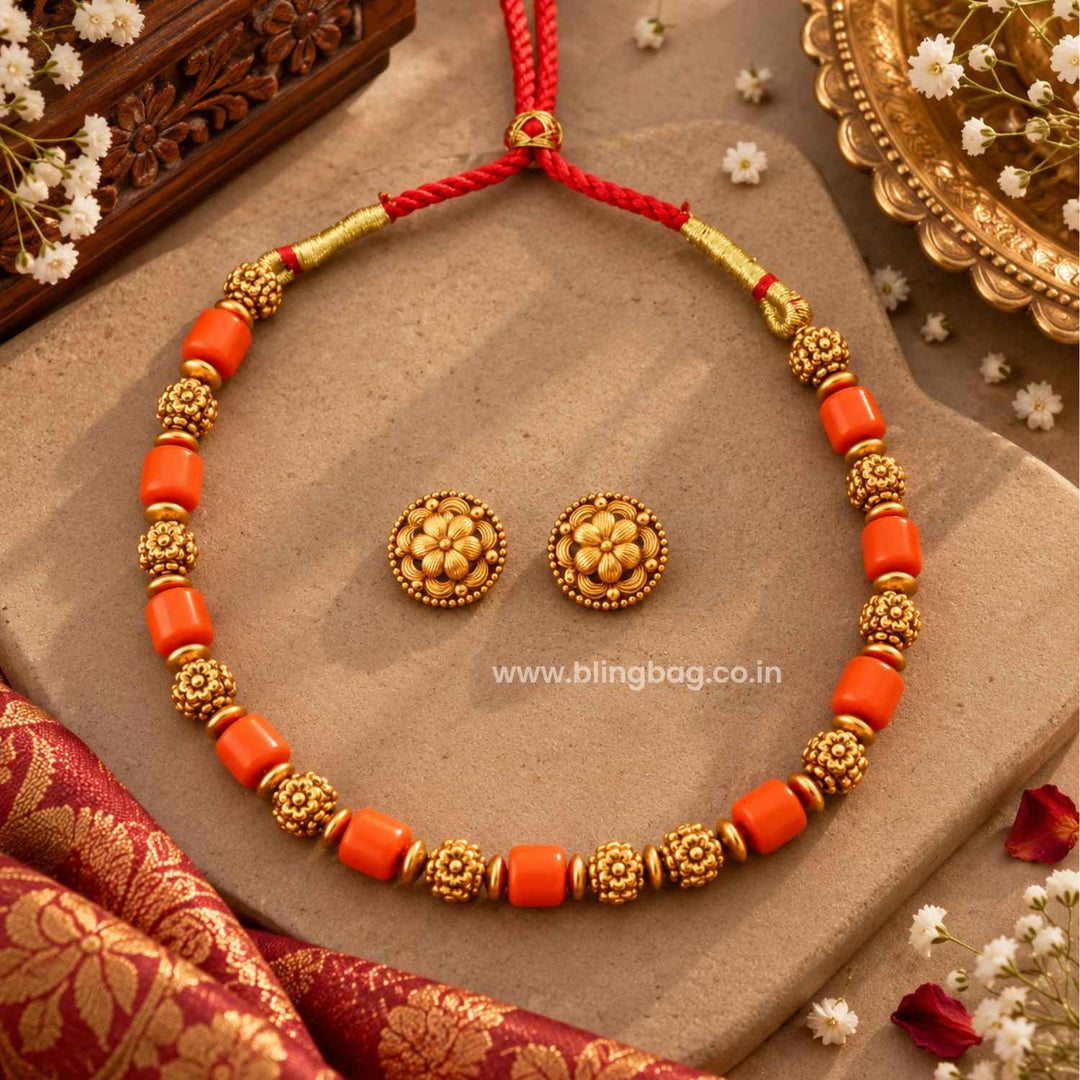 Coral Chandralekha Antique Jewellery Set- New Arrival