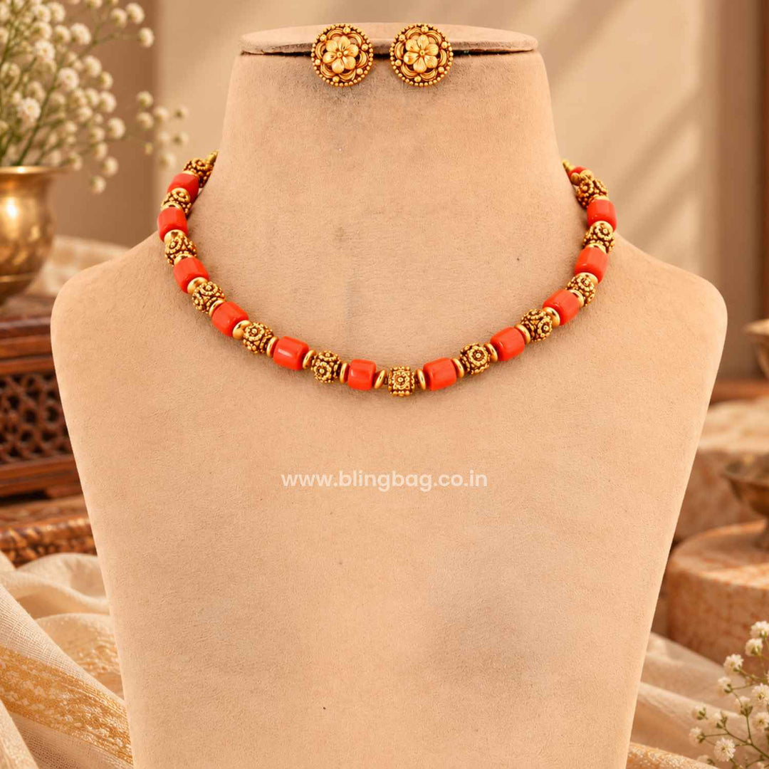 Coral Chandralekha Antique Jewellery Set- New Arrival