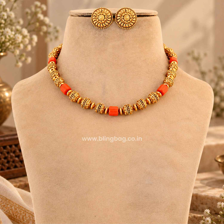 Coral Chandrikaa Antique Jewellery Set- New Arrival