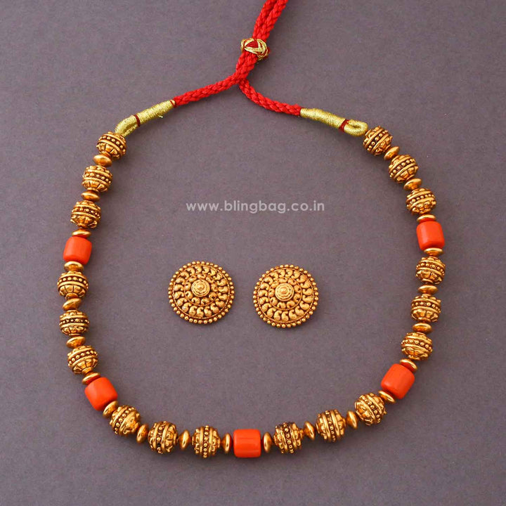 Coral Chandrikaa Antique Jewellery Set- New Arrival