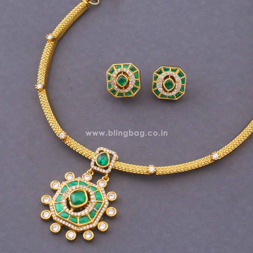 Emerald Agata Hasli Antique Jewellery Set - New Arrival