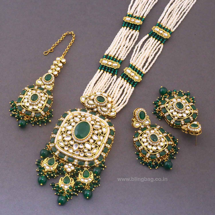 Emerald Aniyaa Kundan Jewellery Set