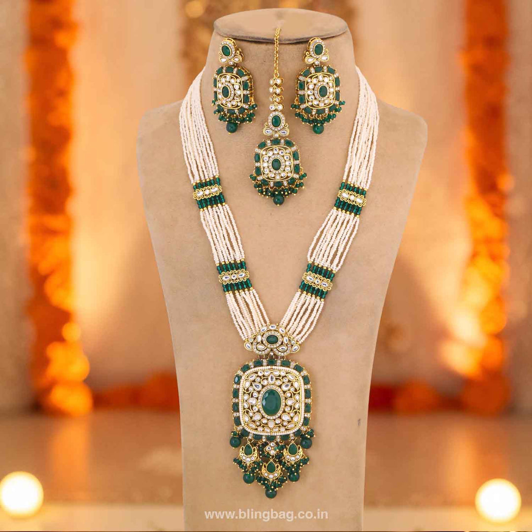 Emerald Aniyaa Kundan Jewellery Set