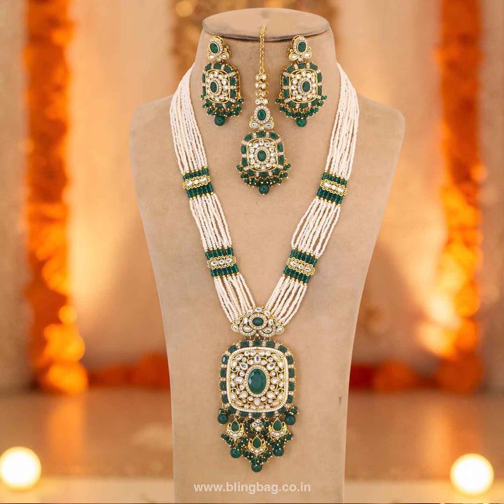 Emerald Aniyaa Kundan Jewellery Set