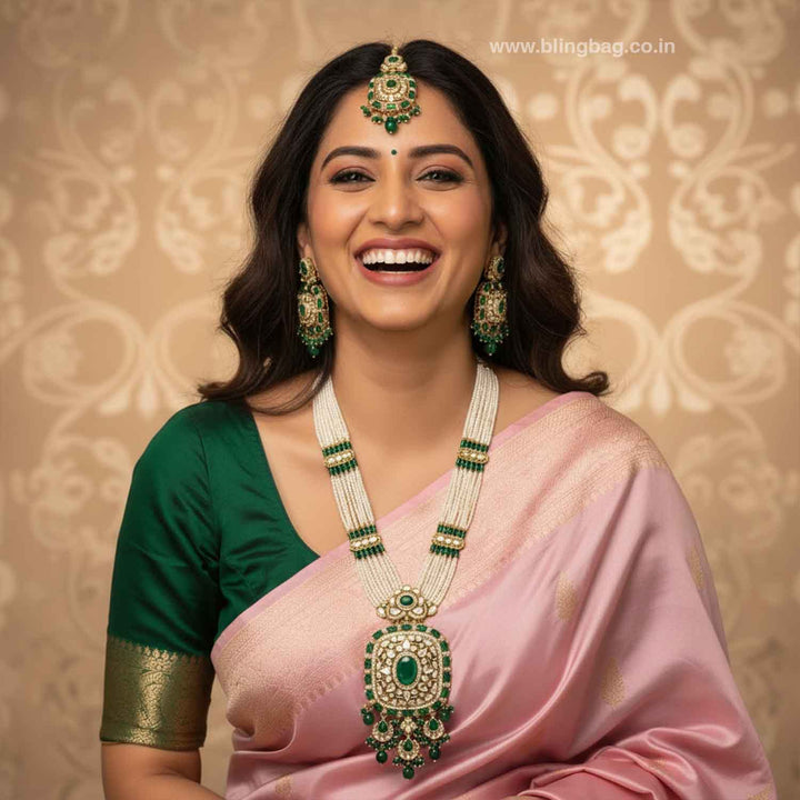 Emerald Aniyaa Kundan Jewellery Set