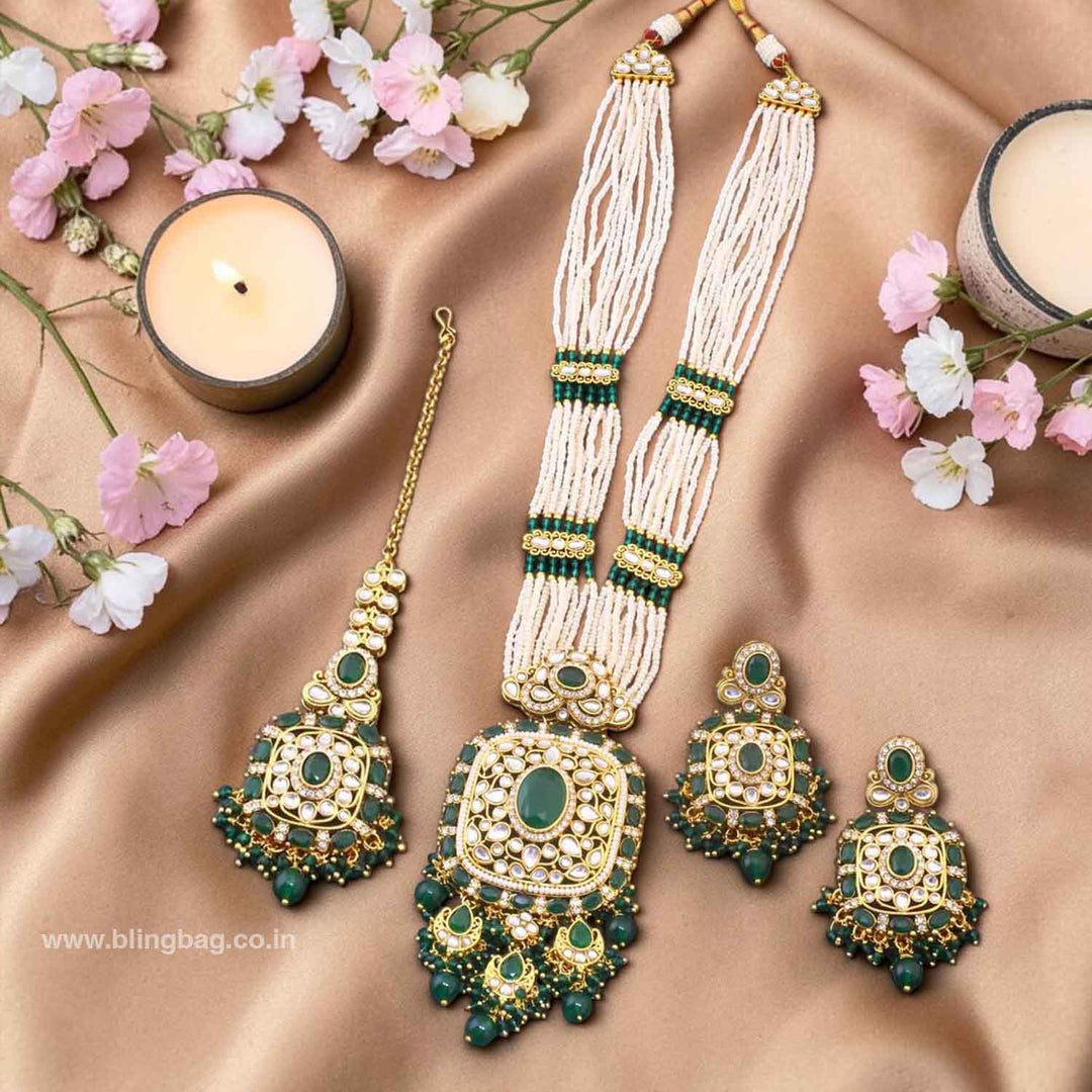 Emerald Aniyaa Kundan Jewellery Set