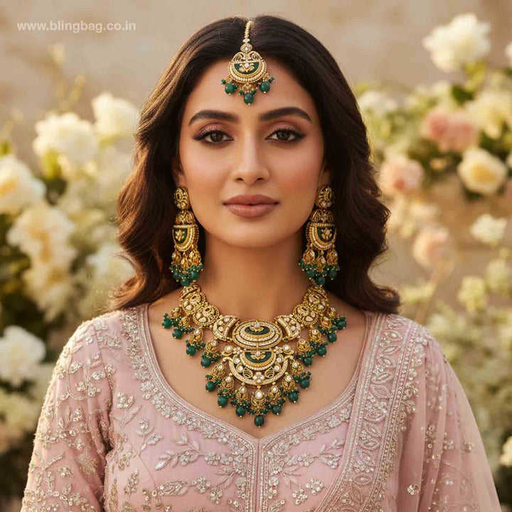 Emerald Bhavyaa Kundan Jewellery Set