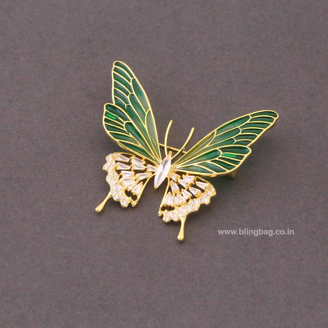Emerald Butterfree Brooch