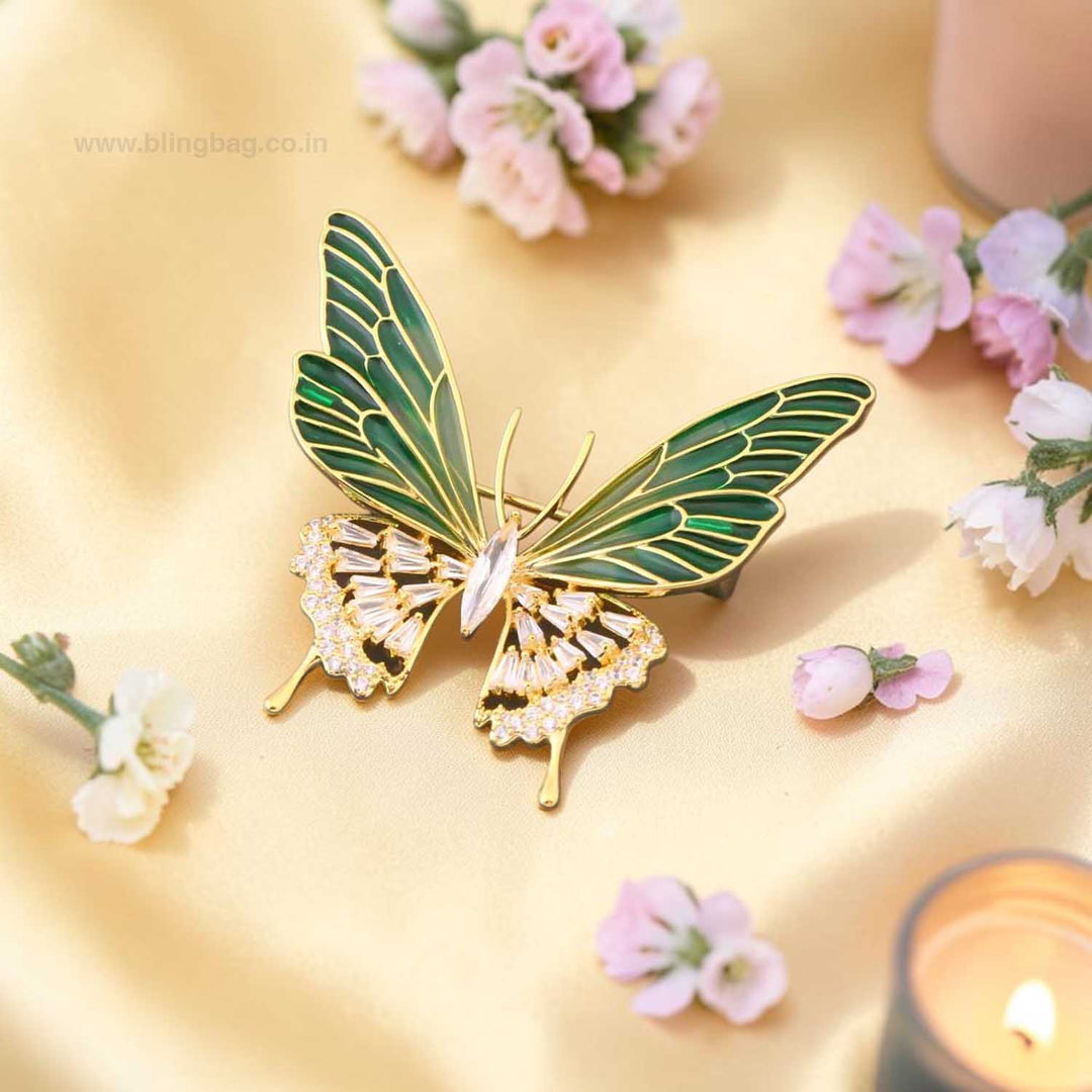 Emerald Butterfree Brooch