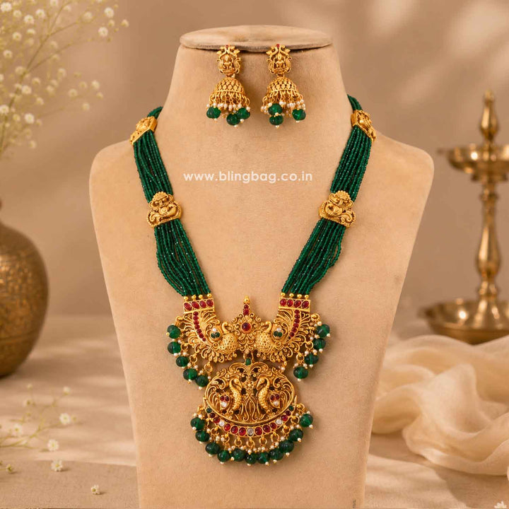 Emerald Dakshayani Temple Jewellery Set - New Arrival
