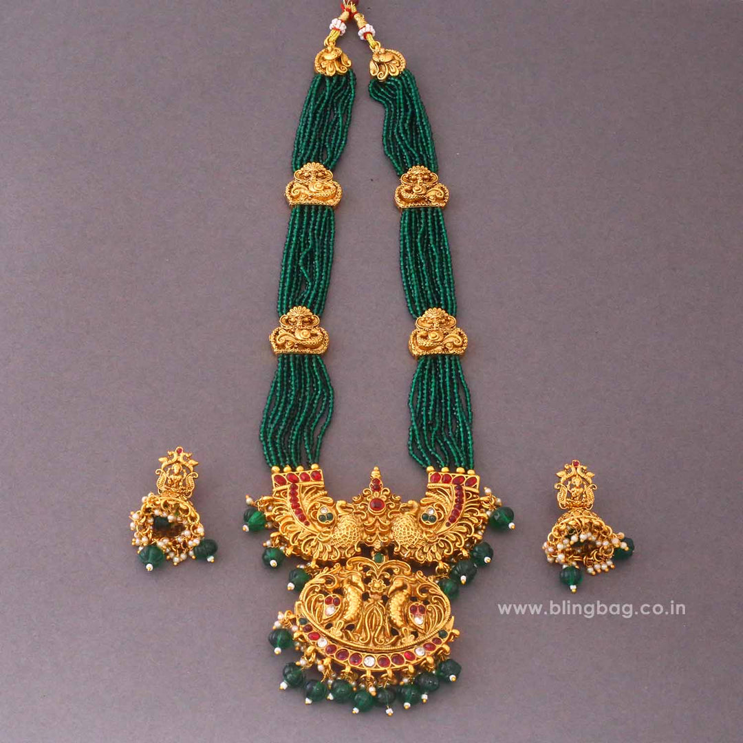 Emerald Dakshayani Temple Jewellery Set - New Arrival