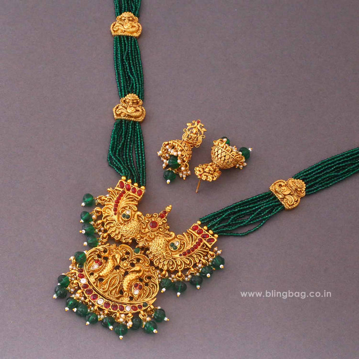 Emerald Dakshayani Temple Jewellery Set - New Arrival
