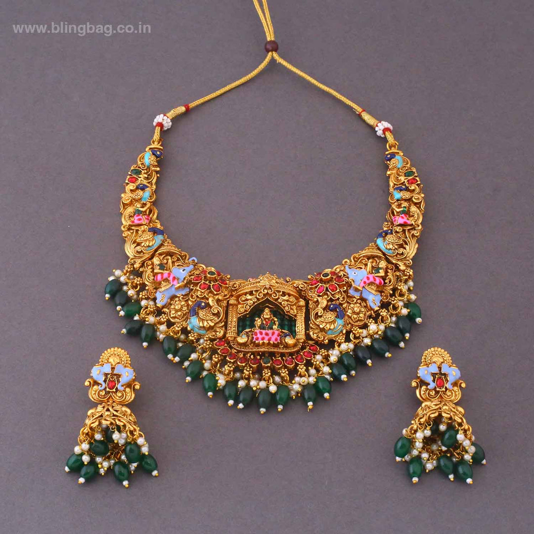 Emerald Devia Bridal Temple Jewellery Set- New Arrival