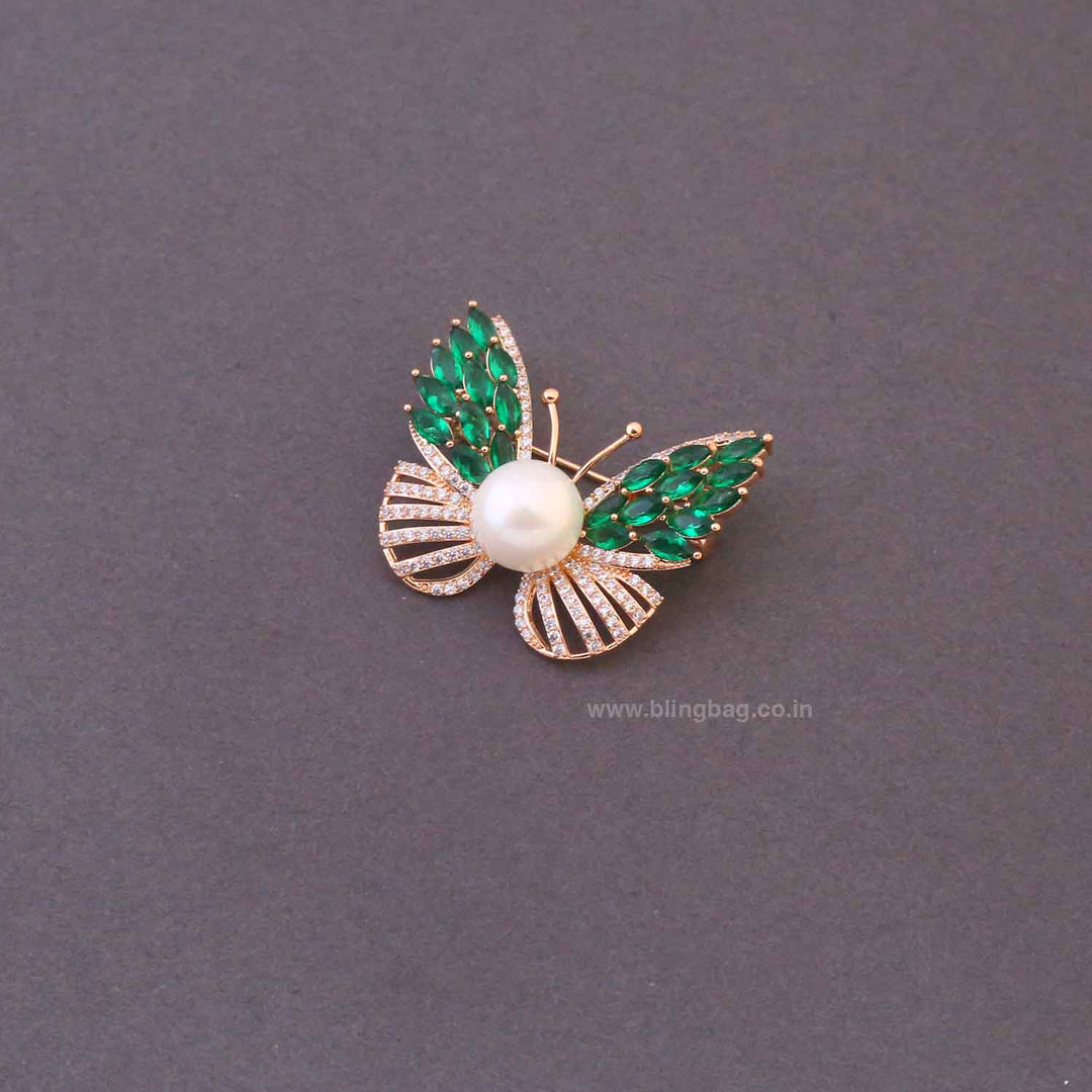 Emerald Flutter Brooch