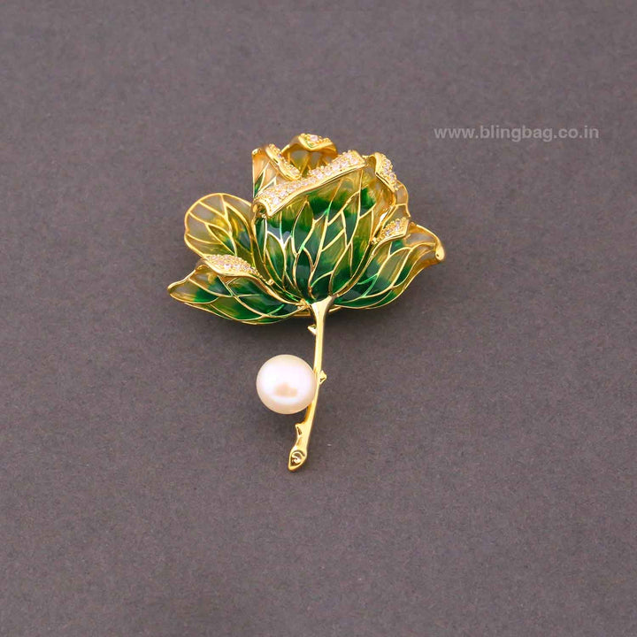 Emerald Forest Rose Brooch