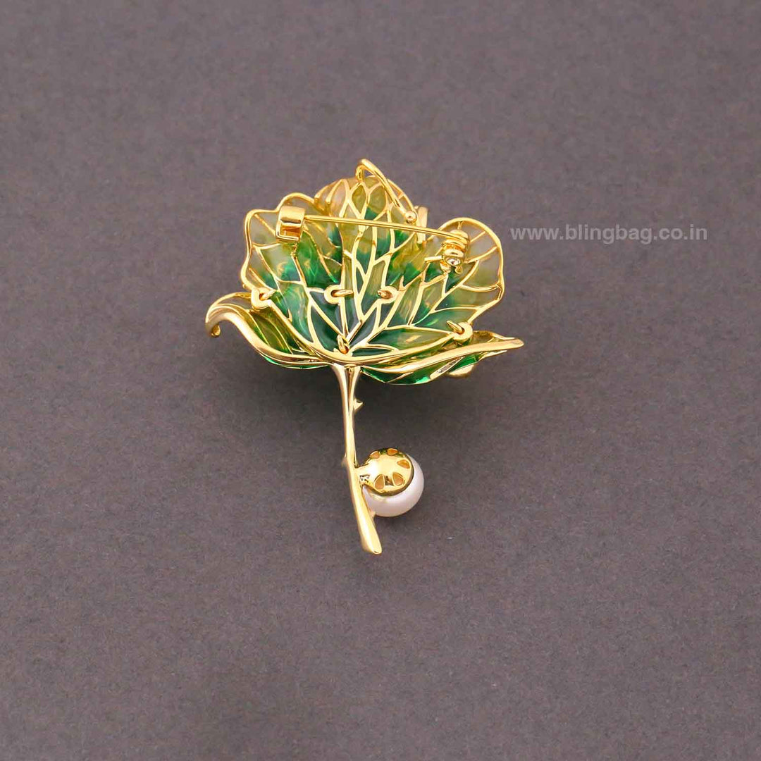 Emerald Forest Rose Brooch