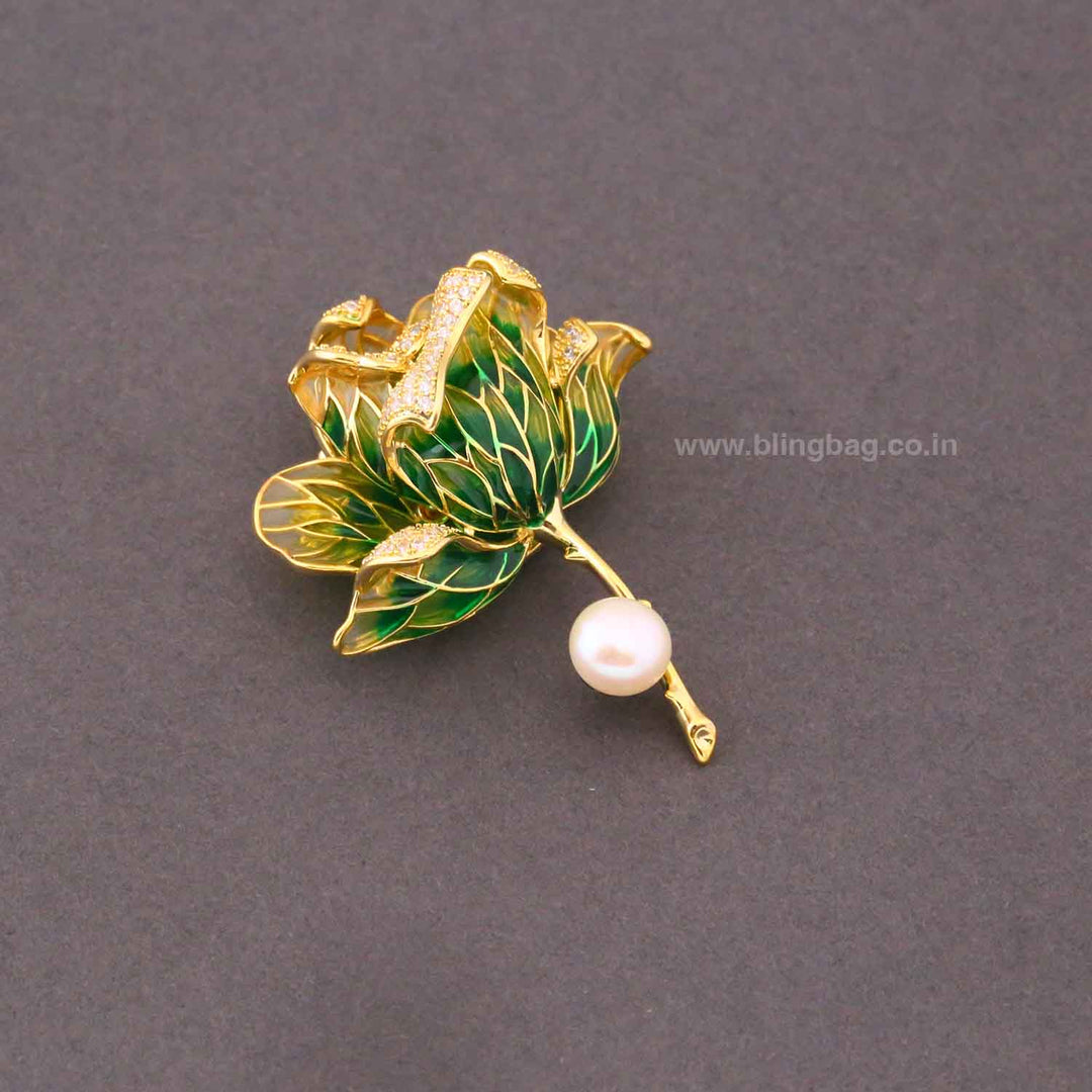 Emerald Forest Rose Brooch