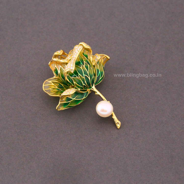 Emerald Forest Rose Brooch