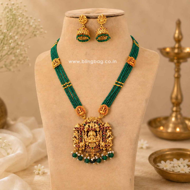 Emerald Jwalamukhi Temple Jewellery Set - New Arrival