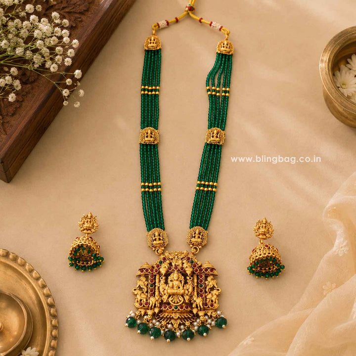 Emerald Jwalamukhi Temple Jewellery Set - New Arrival
