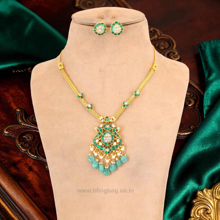 Emerald lniena Jadau Jewellery Set- New Arrival