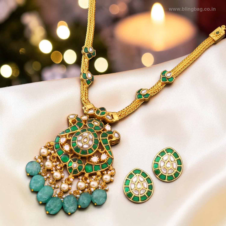 Emerald lniena Jadau Jewellery Set- New Arrival
