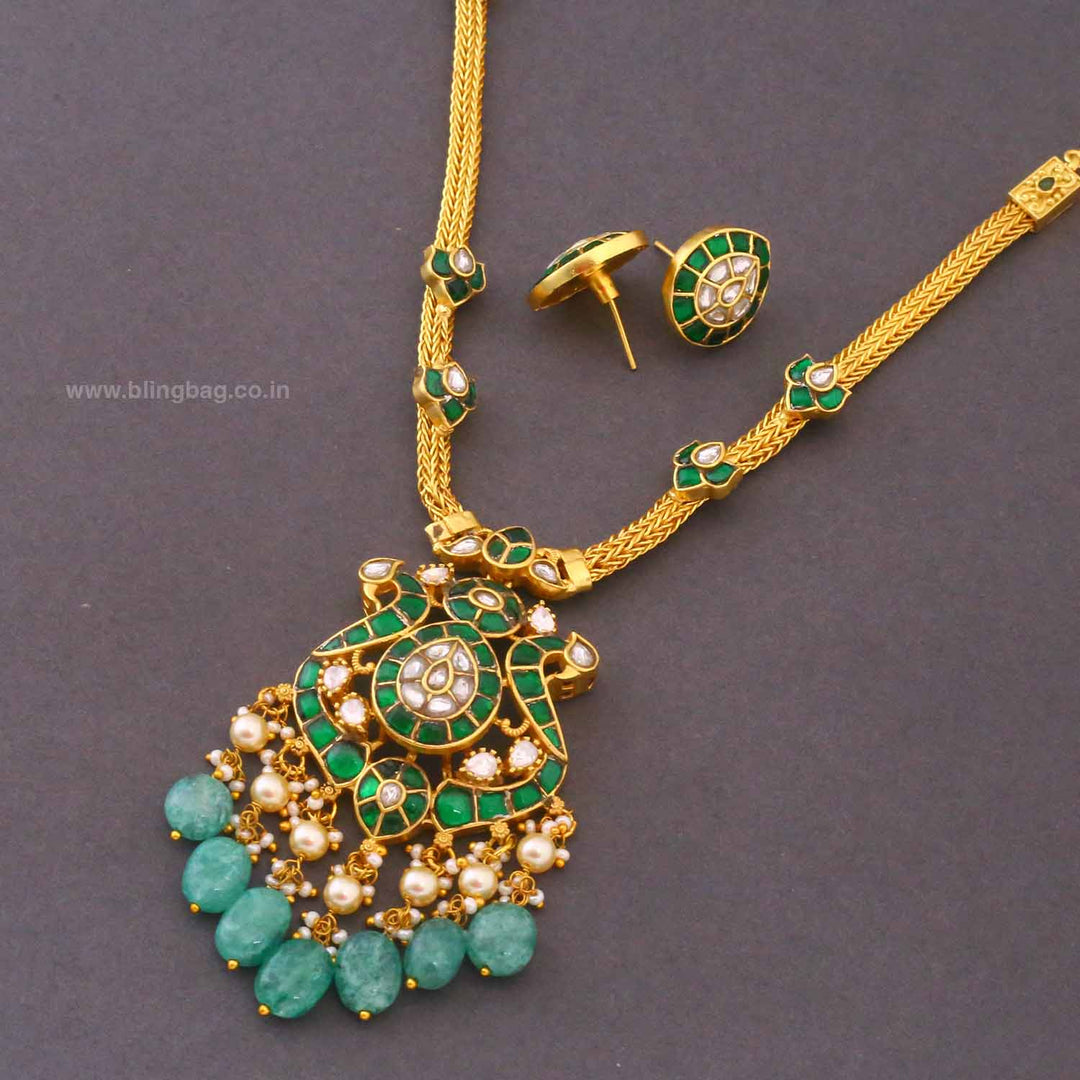 Emerald lniena Jadau Jewellery Set- New Arrival