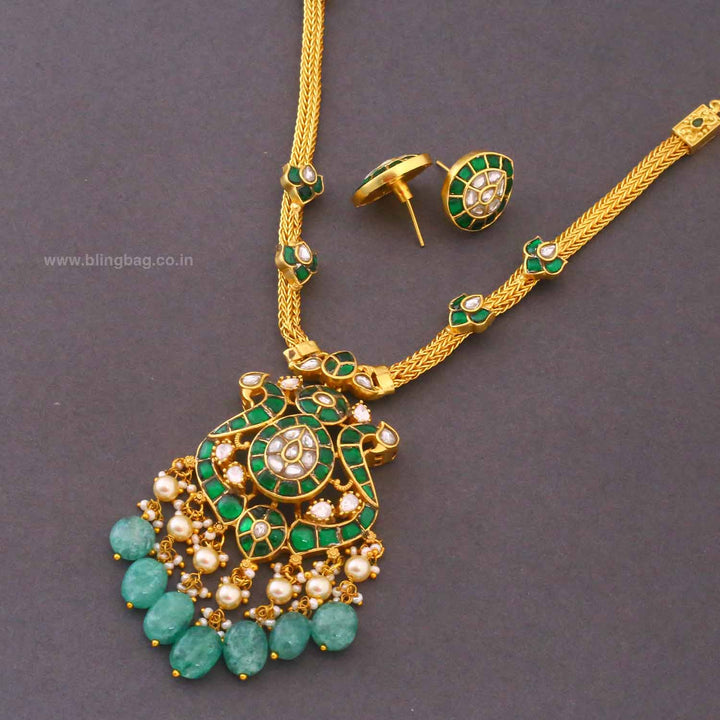 Emerald lniena Jadau Jewellery Set- New Arrival