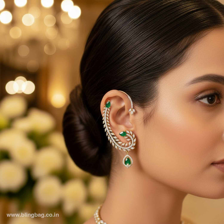 Emerald Lrisse Zirconia Ear Cuff Earrings