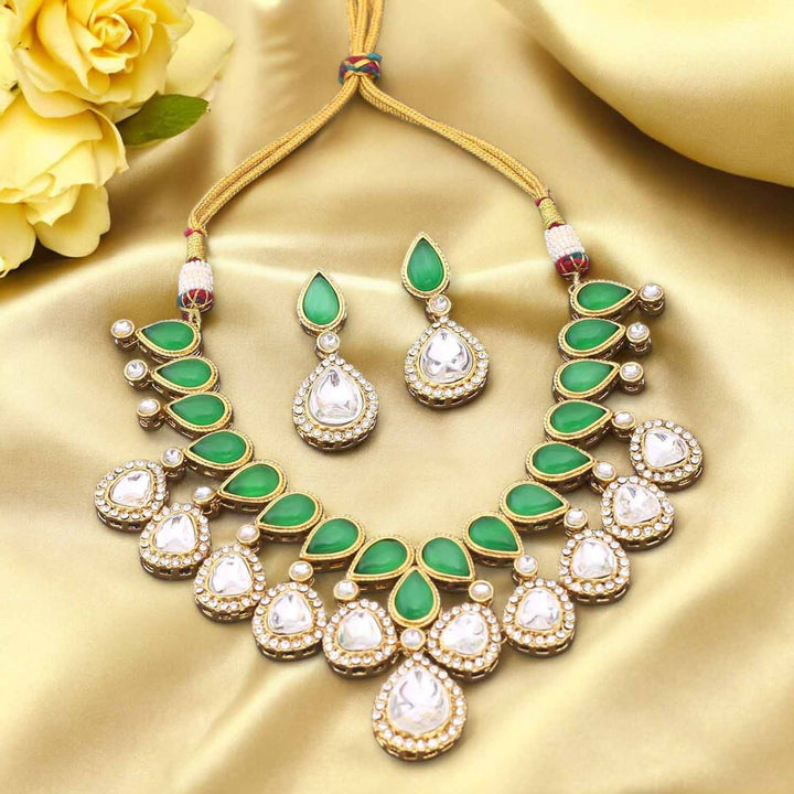 Emerald Meghya Kundan Jewellery Set