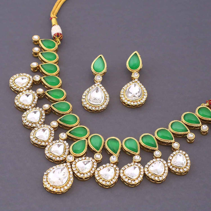 Emerald Meghya Kundan Jewellery Set