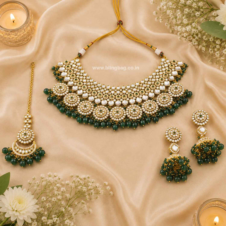 Emerald Naisha Kundan Jewellery Set
