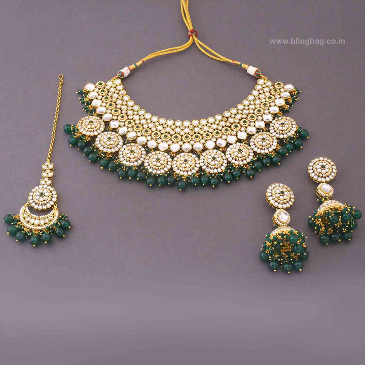 Emerald Naisha Kundan Jewellery Set